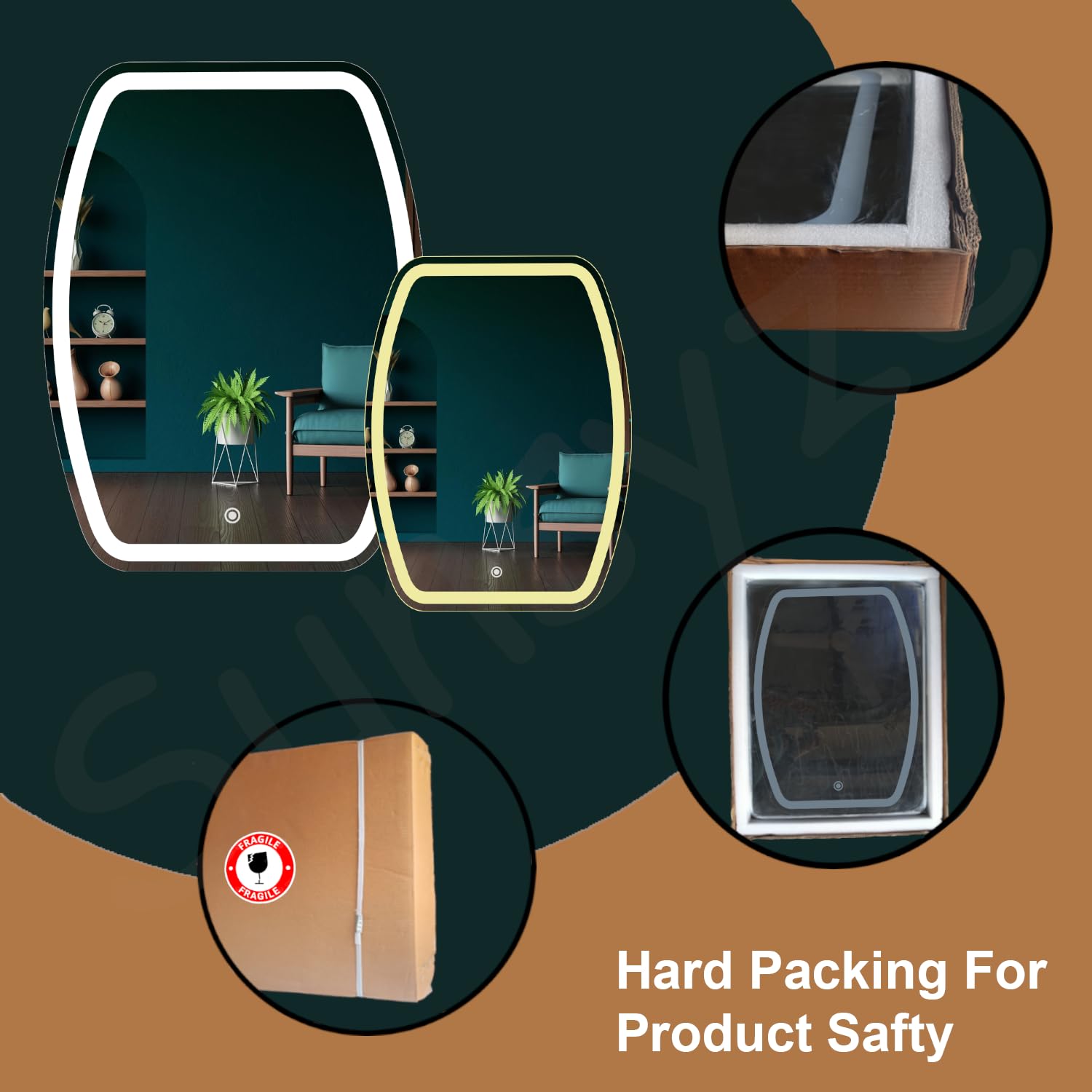 Sunsyze Modern Led Mirror for Bathroom & Bedroom, Styles Mirror with Light - Image 5